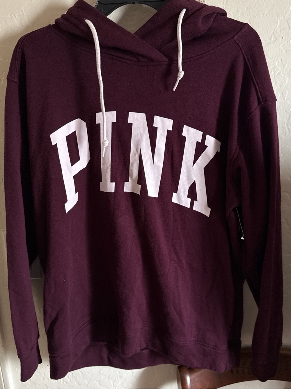 Victoria's Secret PINK Maroon Hoodie with White Logo